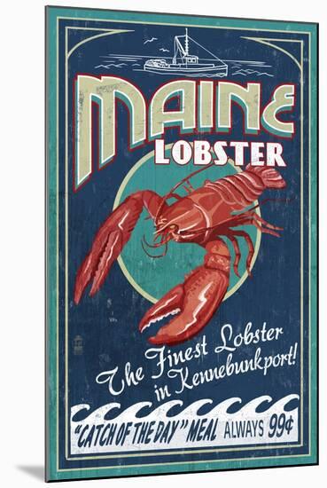 Kennebunkport, Maine - Lobster-Lantern Press-Mounted Art Print