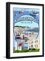 Kennebunkport, Maine - Montage Scenes-Lantern Press-Framed Art Print