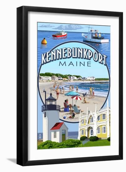 Kennebunkport, Maine - Montage Scenes-Lantern Press-Framed Art Print