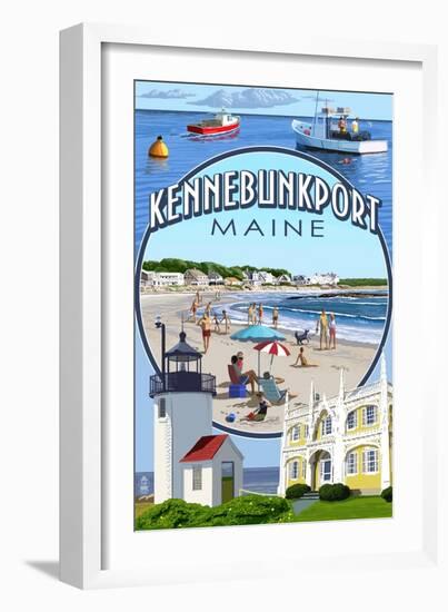 Kennebunkport, Maine - Montage Scenes-Lantern Press-Framed Art Print