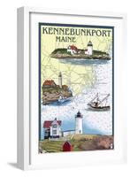 Kennebunkport, Maine - Nautical Chart-Lantern Press-Framed Art Print