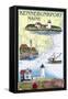 Kennebunkport, Maine - Nautical Chart-Lantern Press-Framed Stretched Canvas