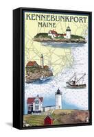 Kennebunkport, Maine - Nautical Chart-Lantern Press-Framed Stretched Canvas