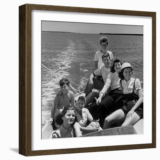 Kennedy Family: Robert, Joe Jr, Patricia, Eunice, Jean, Rose and Ted-Alfred Eisenstaedt-Framed Premium Photographic Print