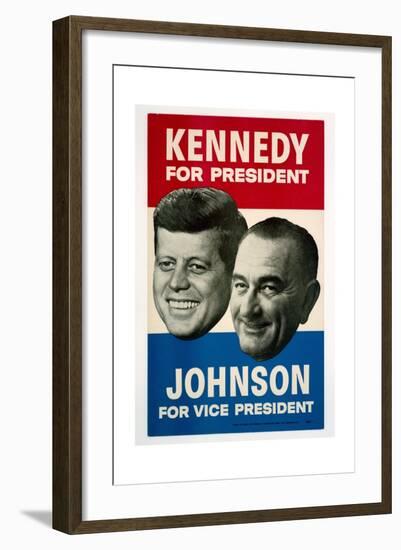 Kennedy For President/Johnson For Vice President, 1960 Democratic Presidential Campaign Poster-null-Framed Art Print