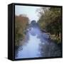 Kennet and Avon Canal in Mist, Great Bedwyn, Wiltshire, England, United Kingdom, Europe-Stuart Black-Framed Stretched Canvas