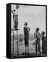 Kenneth Merriman on higher stilts than his brothers and friend-Robert W^ Kelley-Framed Stretched Canvas