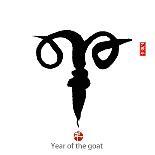 Chinese Calligraphy for Year of the Goat 2015,Seal Mean Good Bless for New Year-kenny001-Photographic Print