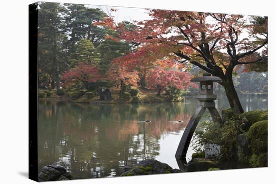 Kenrokuen Garden with Kotojitoro Lantern in Autumn-Stuart Black-Stretched Canvas