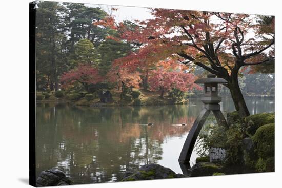 Kenrokuen Garden with Kotojitoro Lantern in Autumn-Stuart Black-Stretched Canvas