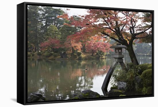 Kenrokuen Garden with Kotojitoro Lantern in Autumn-Stuart Black-Framed Stretched Canvas