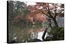Kenrokuen Garden with Kotojitoro Lantern in Autumn-Stuart Black-Stretched Canvas