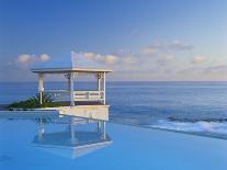 Gazebo Reflecting on Pool with Sea in Background, Long Island, Bahamas-Kent Foster-Framed Photographic Print