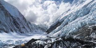 Camp 2 Ensconced in Snow, Ice and Clouds on the Upper Khumbu Glacier of Mount Everest-Kent Harvey-Framed Stretched Canvas
