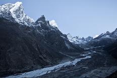 Climbers Navigate the Khumbu Icefall with Pumori and Lingtrin in the Background in Nepal-Kent Harvey-Photographic Print