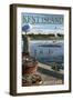 Kent Island, Maryland - Blue Crab and Oysters on Dock-Lantern Press-Framed Art Print