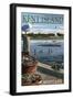 Kent Island, Maryland - Blue Crab and Oysters on Dock-Lantern Press-Framed Art Print
