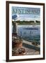 Kent Island, Maryland - Blue Crab and Oysters on Dock-Lantern Press-Framed Art Print