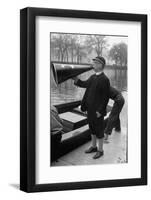 Kent School Headmaster Father Sill Yelling Through Megaphone to Crew Team-Peter Stackpole-Framed Photographic Print