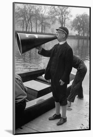 Kent School Headmaster Father Sill Yelling Through Megaphone to Crew Team-Peter Stackpole-Mounted Photographic Print