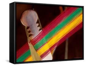 Kente Cloth Being Woven on Loom, Bonwire, Ghana-Alison Jones-Framed Stretched Canvas