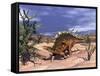 Kentrosaurus Dinosaur Grazing on a Dicroidium Plant-Stocktrek Images-Framed Stretched Canvas