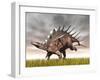 Kentrosaurus Dinosaur Running on the Yellow Grass-null-Framed Art Print