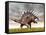 Kentrosaurus Dinosaur Running on the Yellow Grass-null-Framed Stretched Canvas