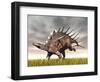 Kentrosaurus Dinosaur Running on the Yellow Grass-null-Framed Art Print