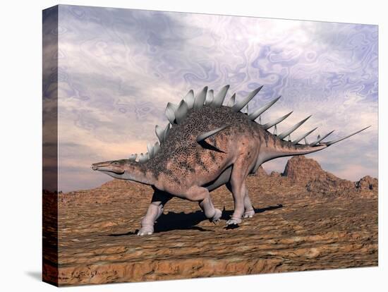 Kentrosaurus Dinosaur Walking in the Desert-null-Stretched Canvas