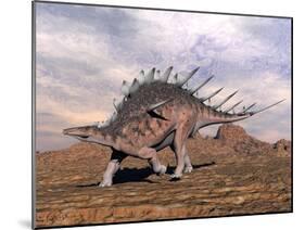 Kentrosaurus Dinosaur Walking in the Desert-null-Mounted Art Print