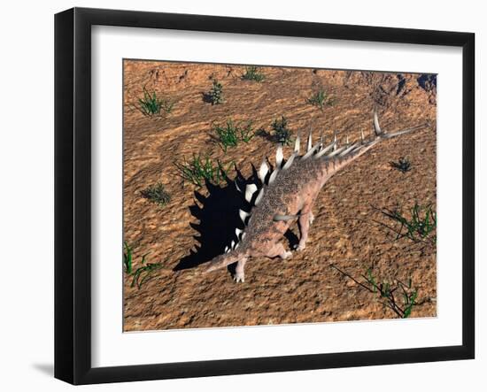 Kentrosaurus Dinosaur Walking in the Desert-null-Framed Art Print