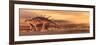 Kentrosaurus Mother and Baby Walking in the Desert by Sunset-null-Framed Premium Giclee Print