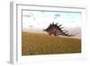 Kentrosaurus Walking across a Grassy Field-null-Framed Art Print