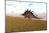 Kentrosaurus Walking across a Grassy Field-null-Mounted Art Print