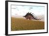 Kentrosaurus Walking across a Grassy Field-null-Framed Art Print