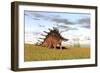 Kentrosaurus Walking across a Grassy Field-null-Framed Art Print