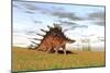 Kentrosaurus Walking across a Grassy Field-null-Mounted Art Print