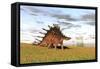 Kentrosaurus Walking across a Grassy Field-null-Framed Stretched Canvas