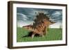 Kentrosaurus Walking across Prehistoric Grasslands-null-Framed Art Print