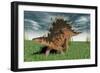 Kentrosaurus Walking across Prehistoric Grasslands-null-Framed Art Print