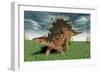 Kentrosaurus Walking across Prehistoric Grasslands-null-Framed Art Print