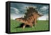 Kentrosaurus Walking across Prehistoric Grasslands-null-Framed Stretched Canvas