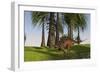 Kentrosaurus Walking Along a Nearby Swamp-null-Framed Art Print