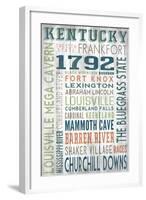 Kentucky - Barnwood Typography-Lantern Press-Framed Art Print