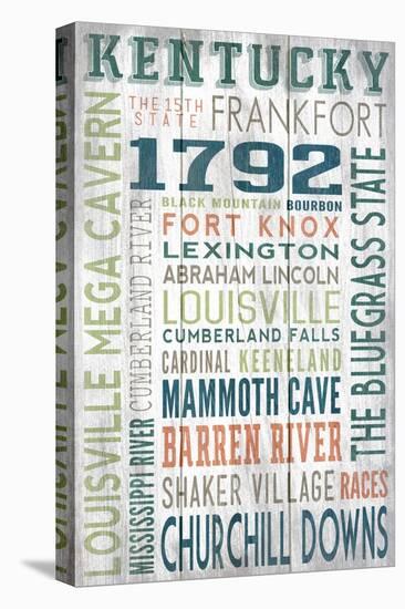 Kentucky - Barnwood Typography-Lantern Press-Stretched Canvas