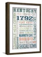 Kentucky - Barnwood Typography-Lantern Press-Framed Art Print