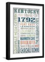 Kentucky - Barnwood Typography-Lantern Press-Framed Art Print