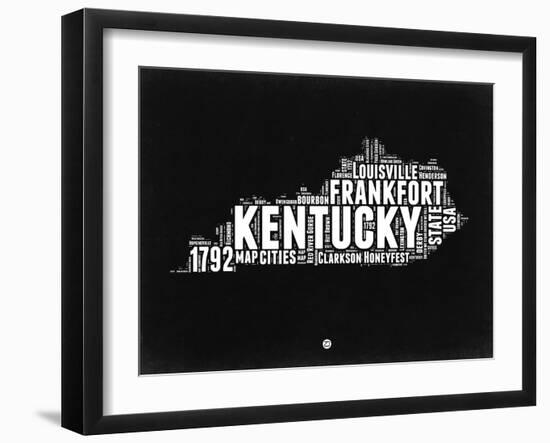 Kentucky Black and White Map-NaxArt-Framed Art Print