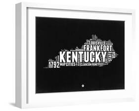 Kentucky Black and White Map-NaxArt-Framed Art Print
